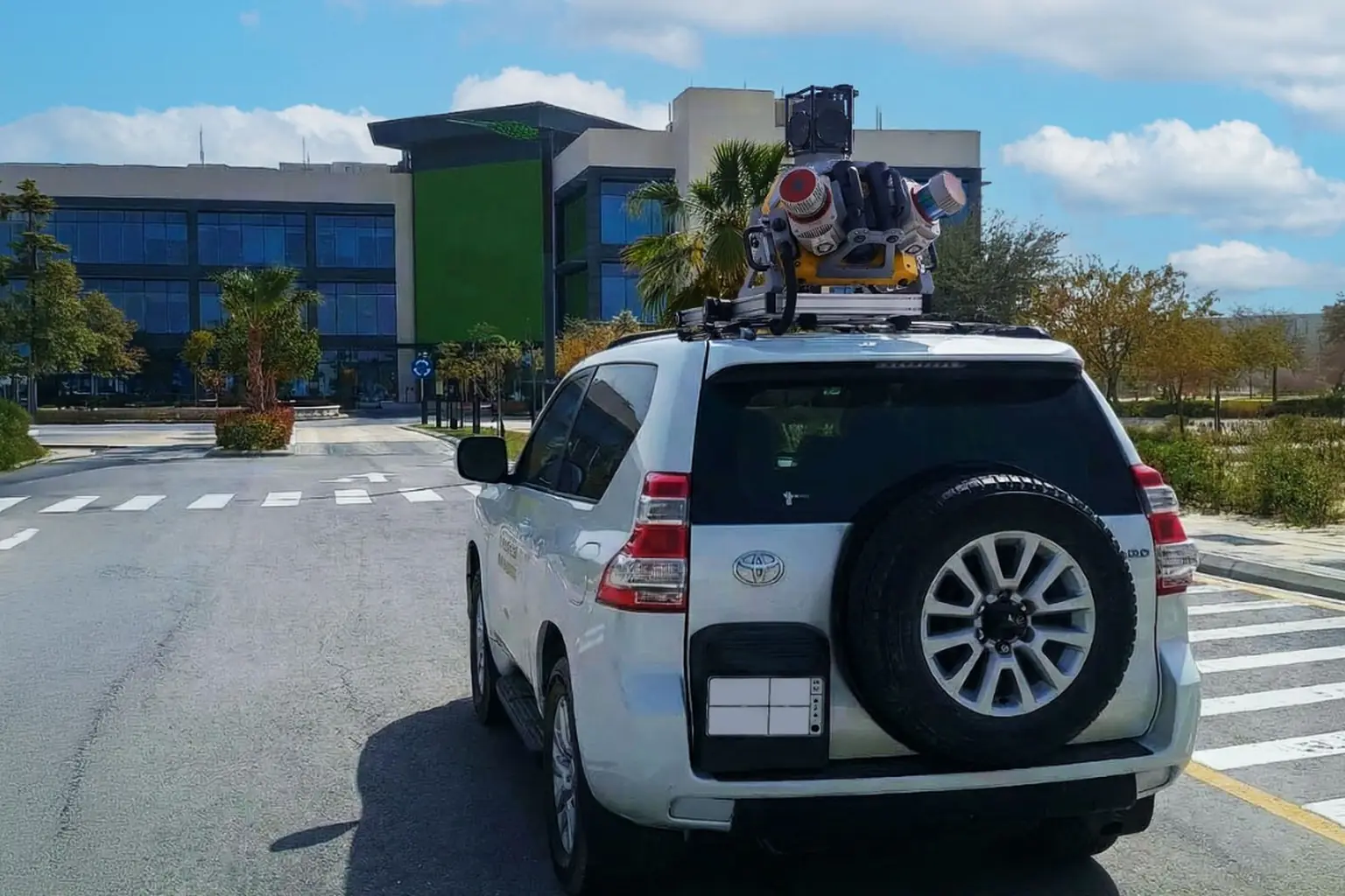 City skyline with drone